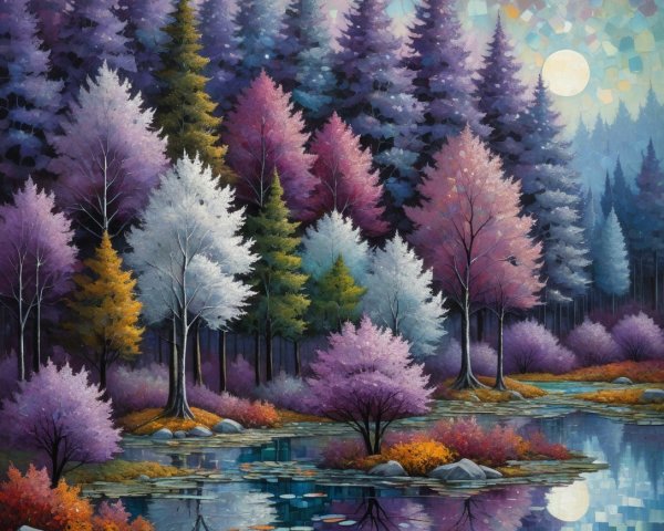 Tranquil Forest Landscape with Colorful Foliage