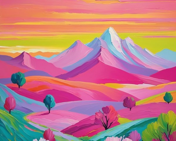 Vibrant Impressionistic Landscape with Colorful Elements