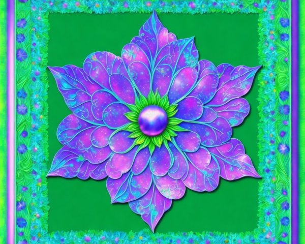 Vibrant Multi-Layered Flower Design with Green Background
