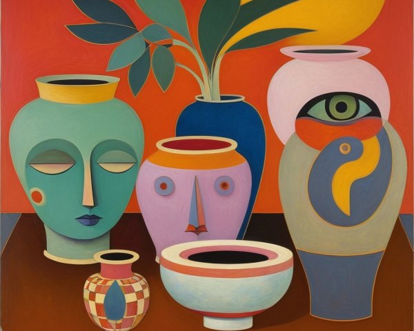 Abstract Composition of Vases with Unique Features