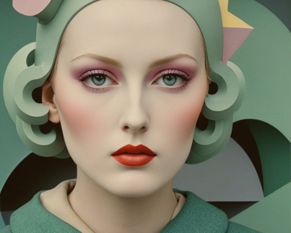 Stylized Figure with Intricate Hair and Bold Makeup