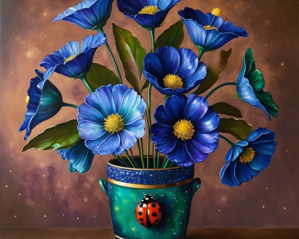 Vibrant Blue Flower Bouquet in Decorative Pot