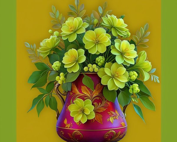 Vibrant Flower Arrangement in Decorative Purple Vase