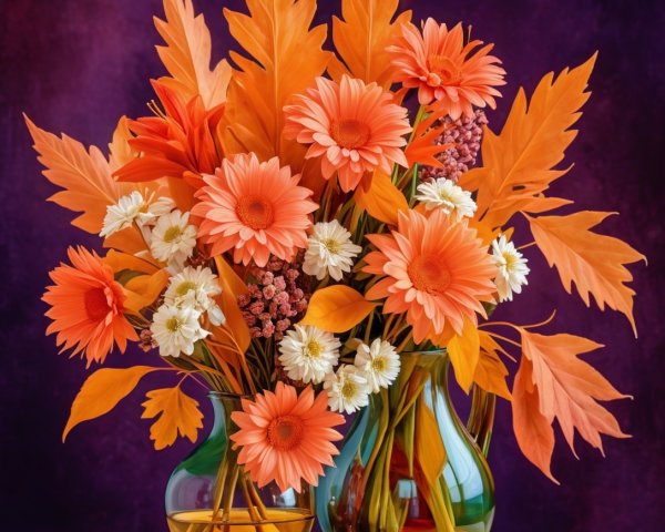 Vibrant Floral Arrangement with Orange Daisies and Chrysanthemums