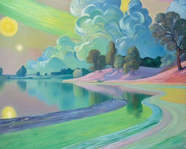 Tranquil Landscape with Reflective Water and Pastel Sky