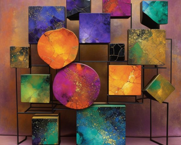 Vibrant Abstract Art with Geometric Shapes and Colors