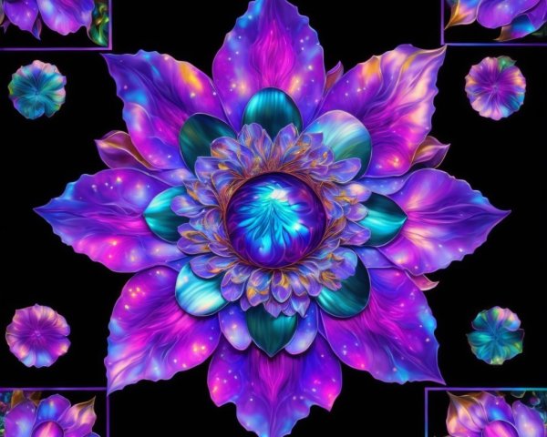 Intricately Designed Flower in Purple and Blue Shades
