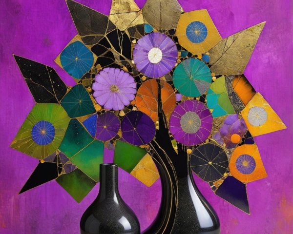 Vibrant Abstract Tree Art with Geometric Shapes