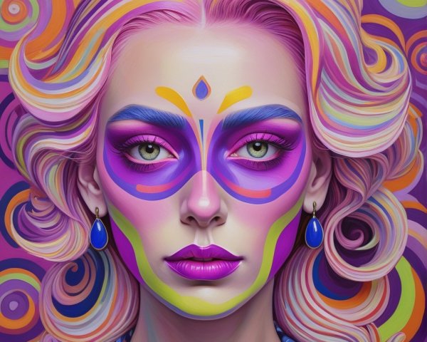 Portrait with Colorful Butterfly Wing Face Paint
