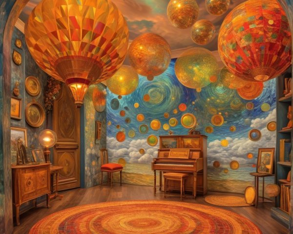 Whimsical Room Design with Hot Air Balloons and Orbs