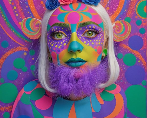 Vibrant Portrait with Colorful Body Paint and Accessories