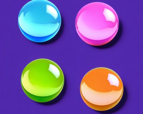 Colorful Glossy Spheres on Purple Background