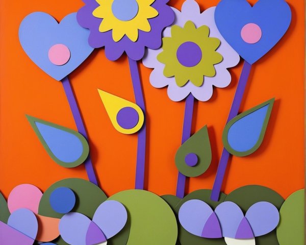 Abstract Floral Composition with Geometric Shapes