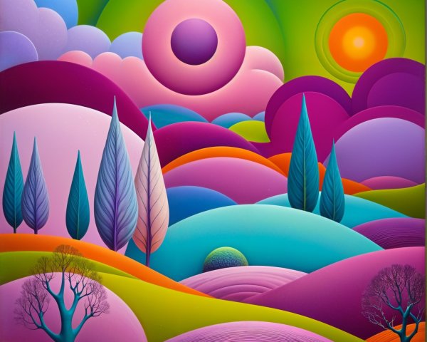 Vibrant Abstract Landscape with Colorful Elements