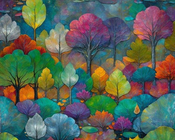 Vibrant Abstract Landscape with Colorful Foliage