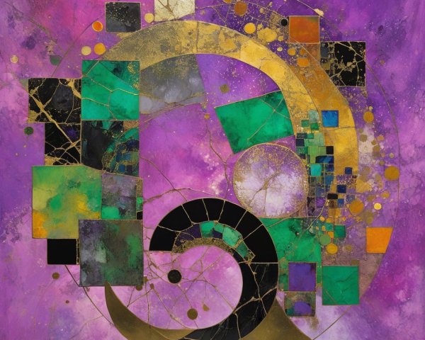 Vibrant Abstract Circular Artwork in Geometric Shapes