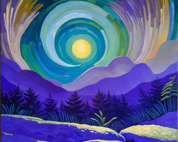 Surreal Landscape with Purple and Blue Hues