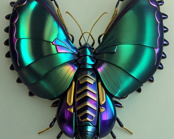 Intricate Metallic Butterfly Sculpture with Vibrant Colors