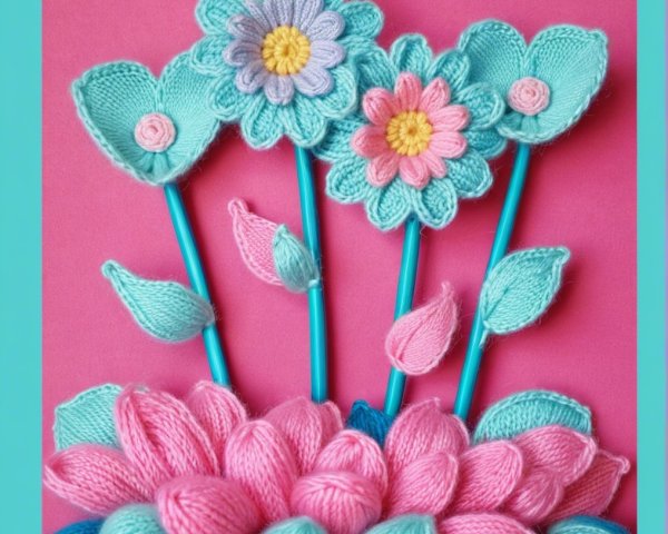 Handcrafted Knitted Flower Arrangement with Lotus Design