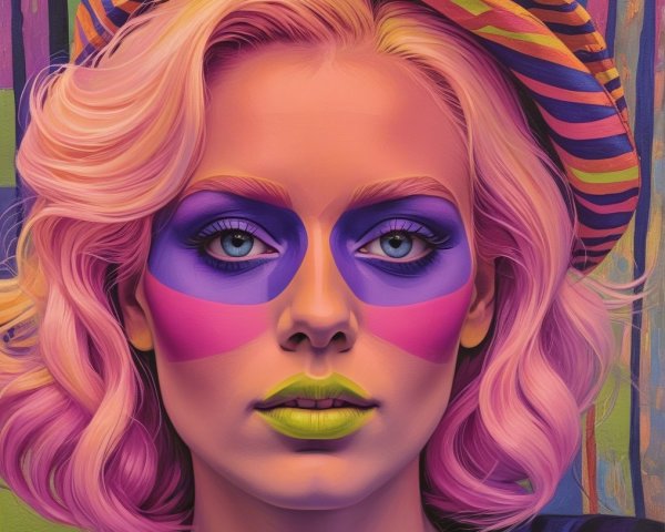 Portrait of a Woman with Bold Colorful Makeup
