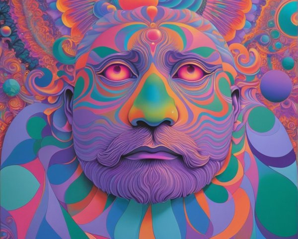 Surreal Portrait of a Man with Abstract Patterns