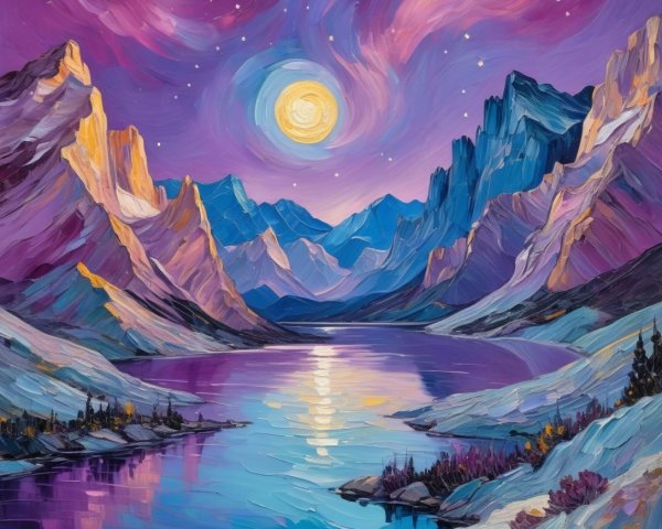 Vibrant Landscape with Mountains and Reflective Lake