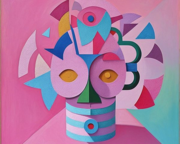 Abstract Geometric Face in Vibrant Colors and Shapes