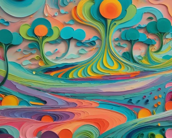 Whimsical Paper Quilling Landscape with Colorful Elements