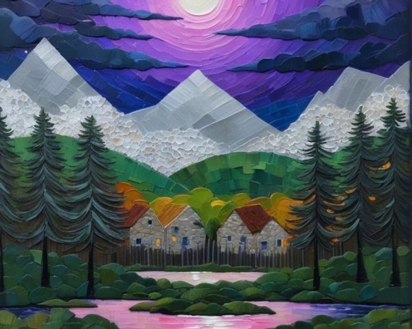 Vibrant Landscape with Snow-Capped Mountains and Pond