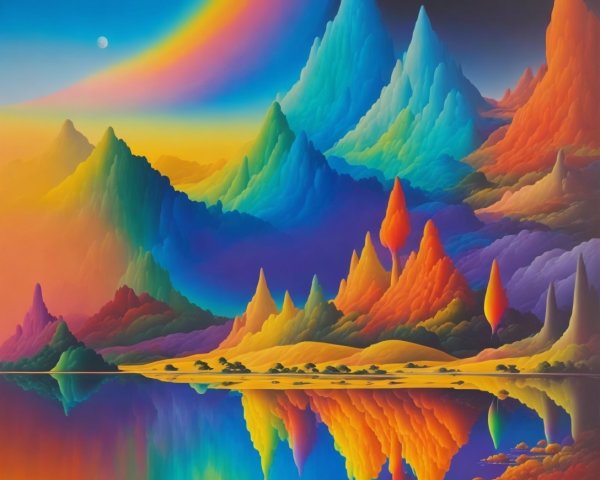 Vibrant Landscape with Multicolored Mountains and Sky
