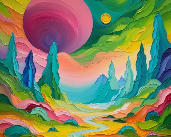 Vibrant Impressionistic Landscape with Bold Colors