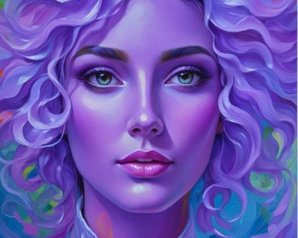 Portrait of a Young Woman with Lavender Hair