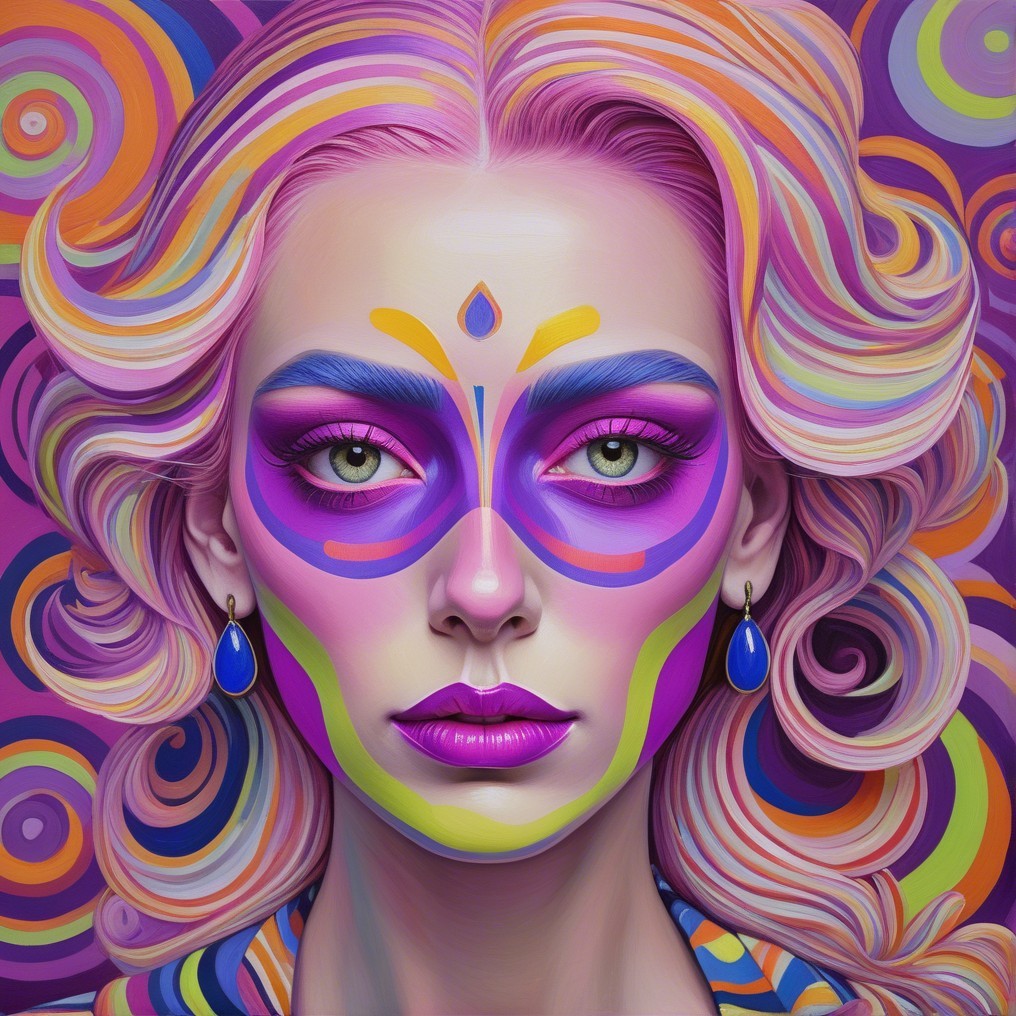 Portrait with Colorful Butterfly Wing Face Paint