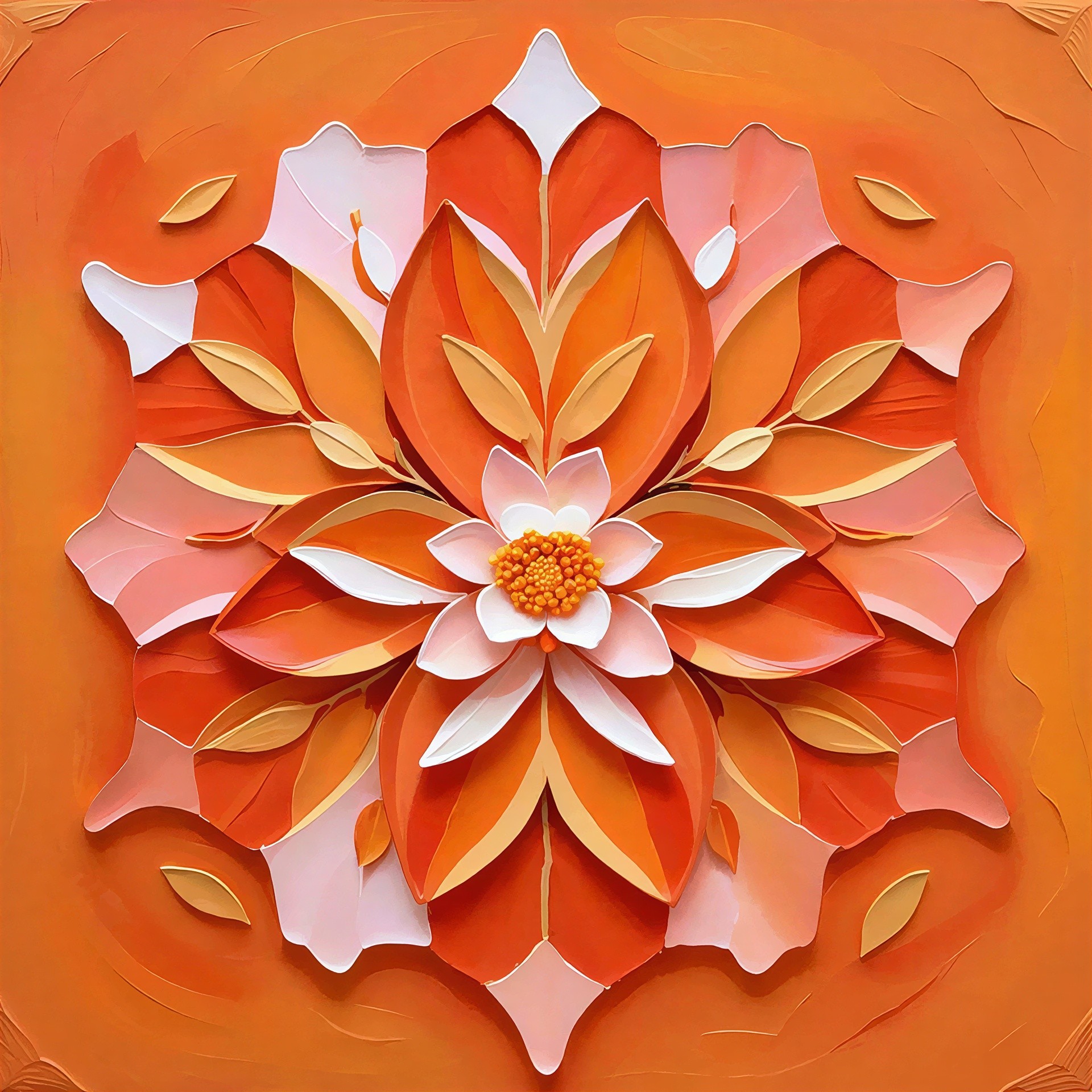 Vibrant Abstract Three-Dimensional Lotus Flower Mandala
