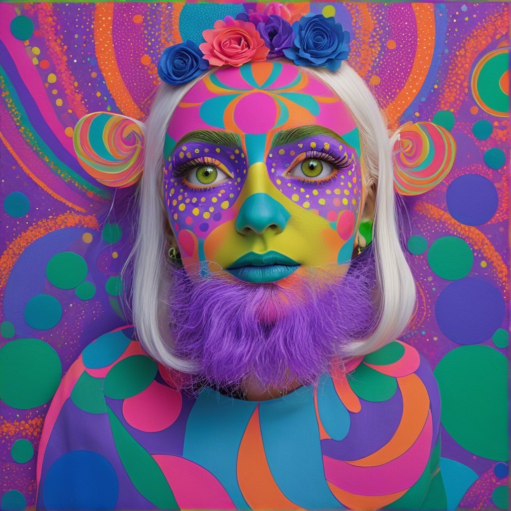 Vibrant Portrait with Colorful Body Paint and Accessories