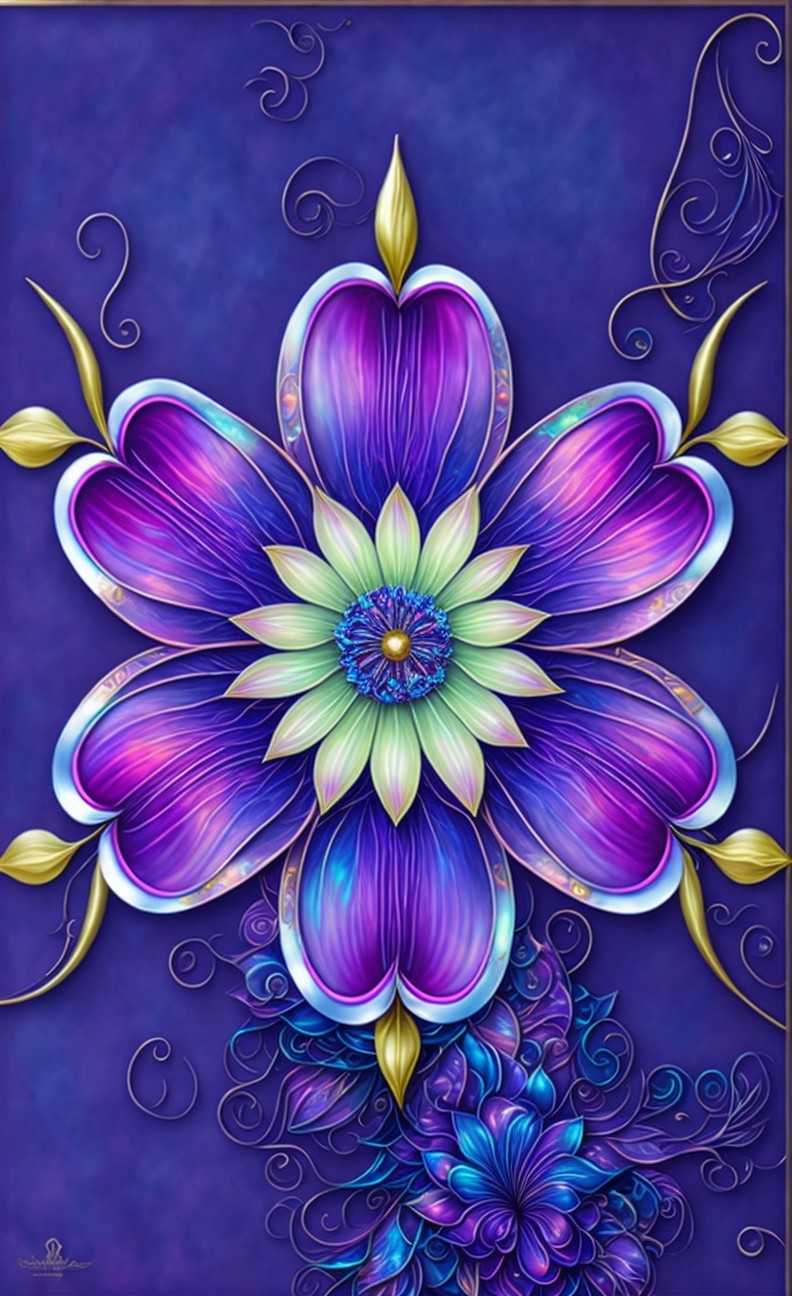 Vibrant Floral Design with Symmetrical Flower Elements