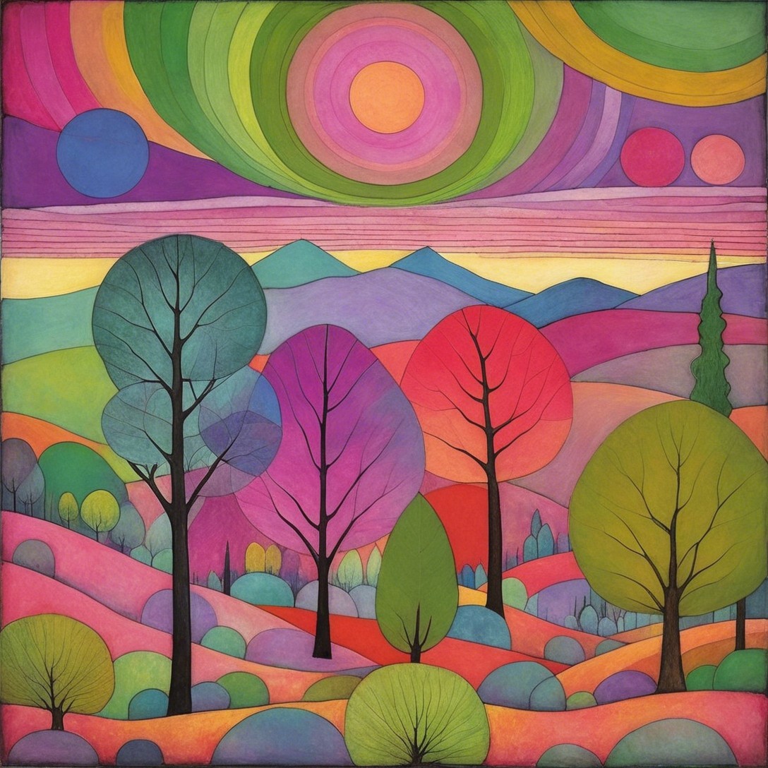 Vibrant Abstract Landscape with Colorful Elements