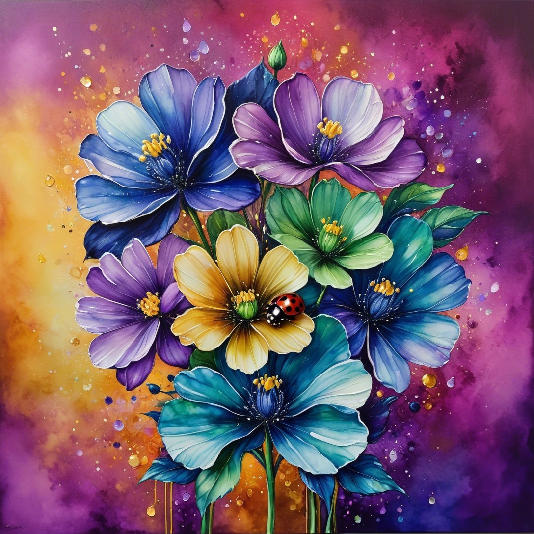 Vibrant Floral Composition with Colorful Flowers