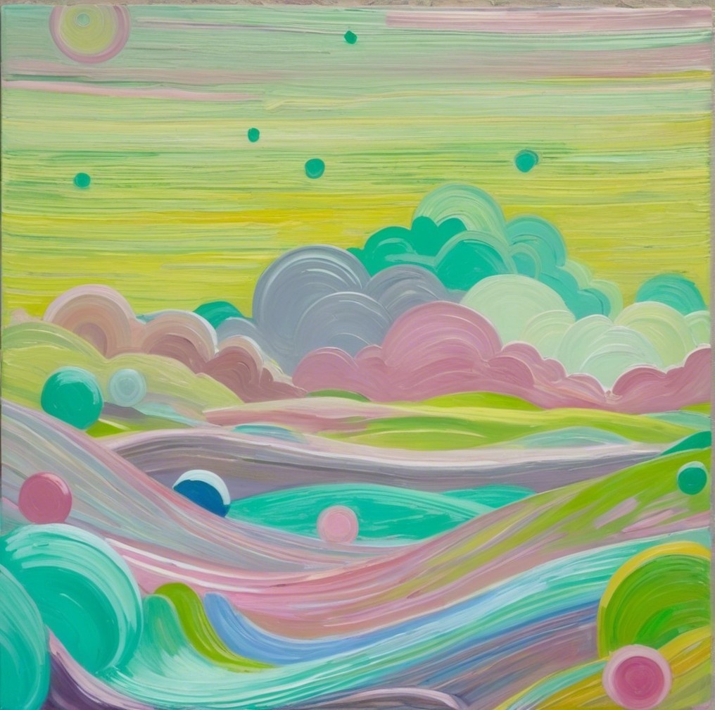 Vibrant Whimsical Landscape with Dreamlike Colors