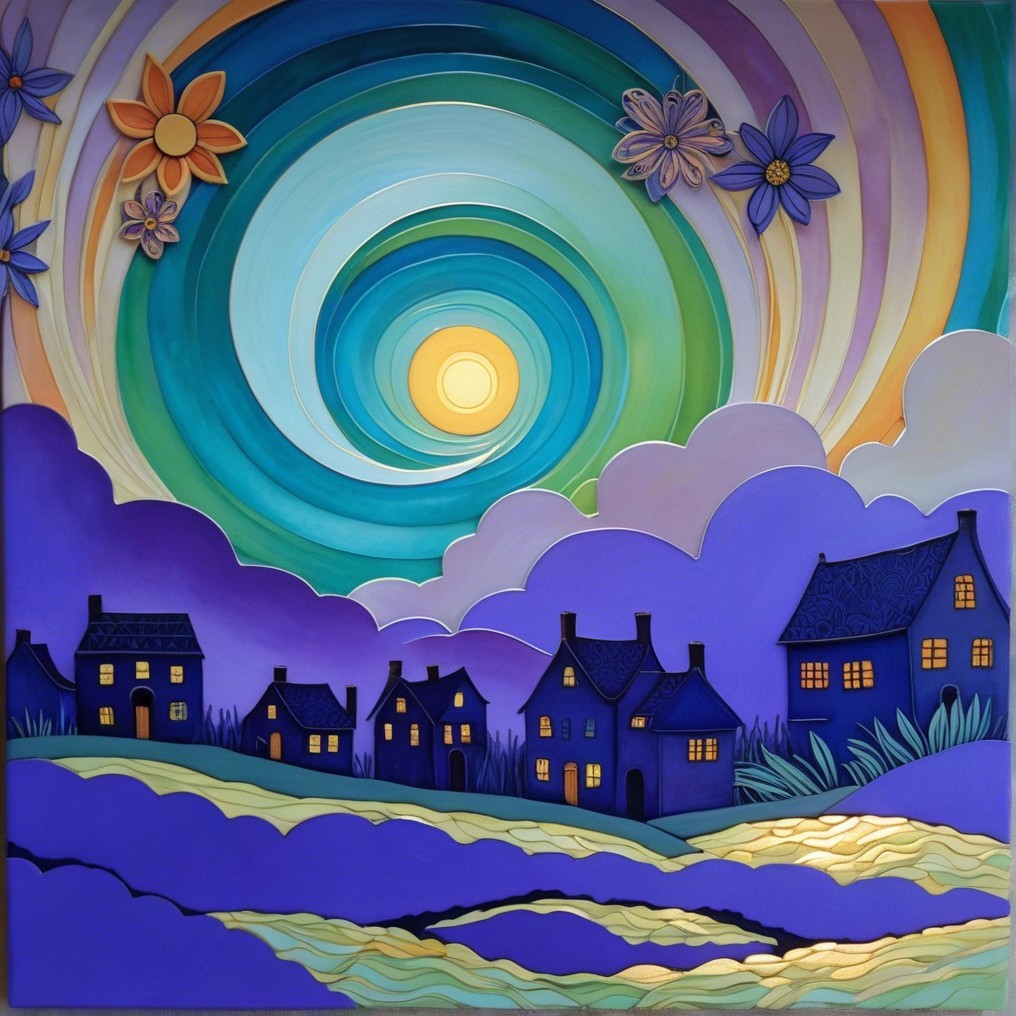 Vibrant Whimsical Landscape with Colorful Houses