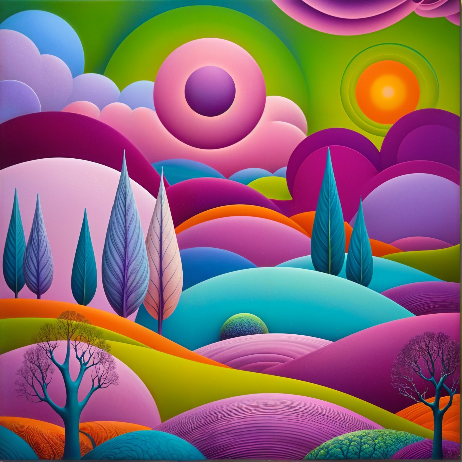 Vibrant Abstract Landscape with Colorful Elements