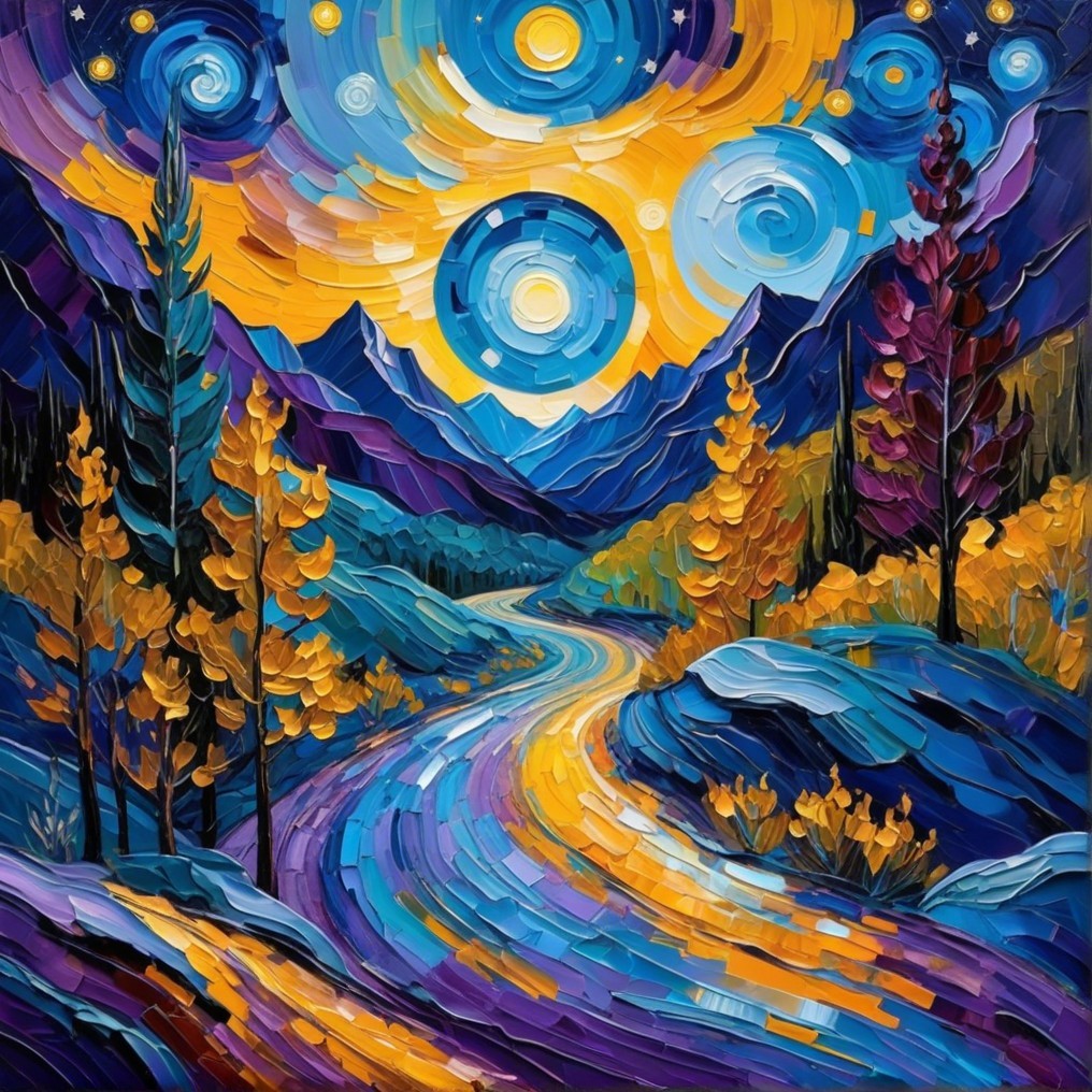 Vibrant Landscape with Starry Skies and Autumn Colors