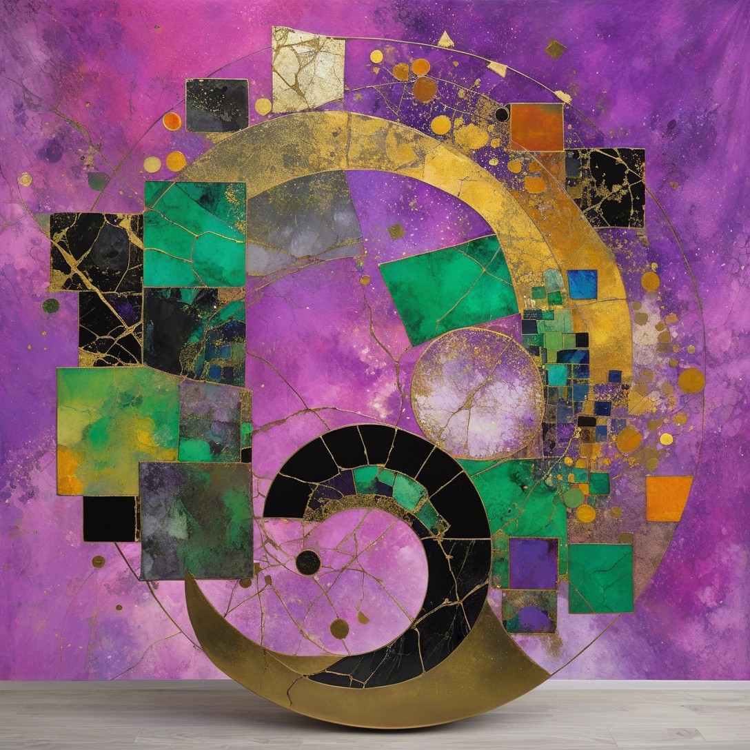 Vibrant Abstract Circular Artwork in Geometric Shapes