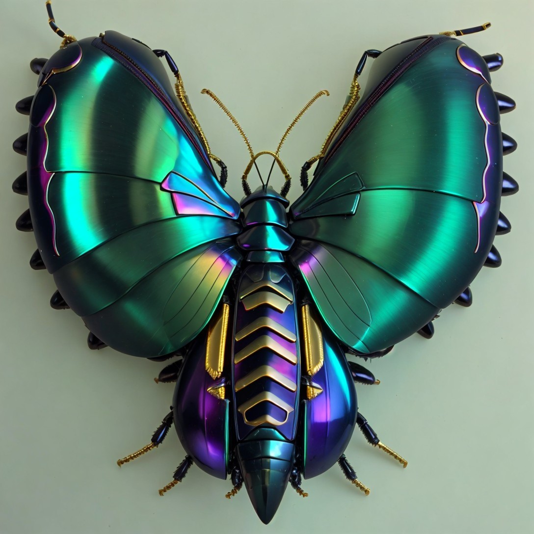 Intricate Metallic Butterfly Sculpture with Vibrant Colors