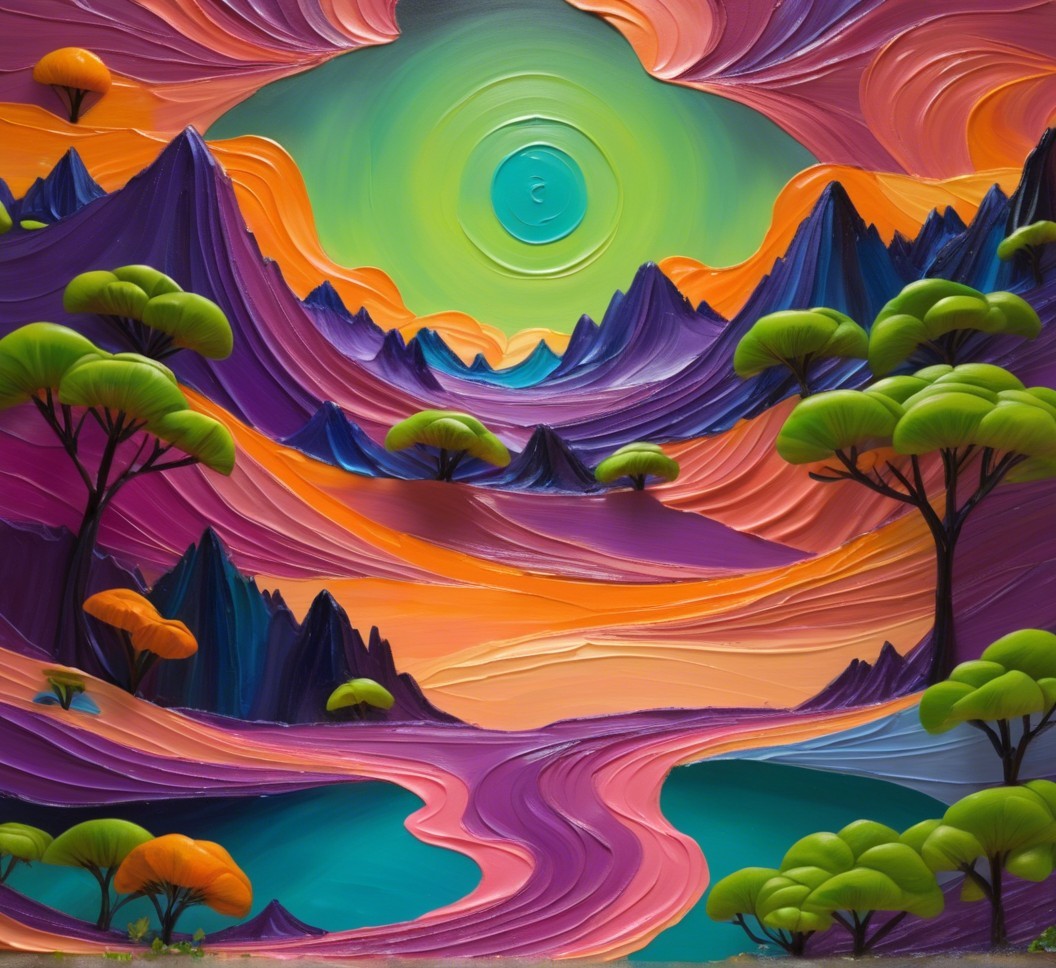 Vibrant Landscape with Colorful Mountains and River