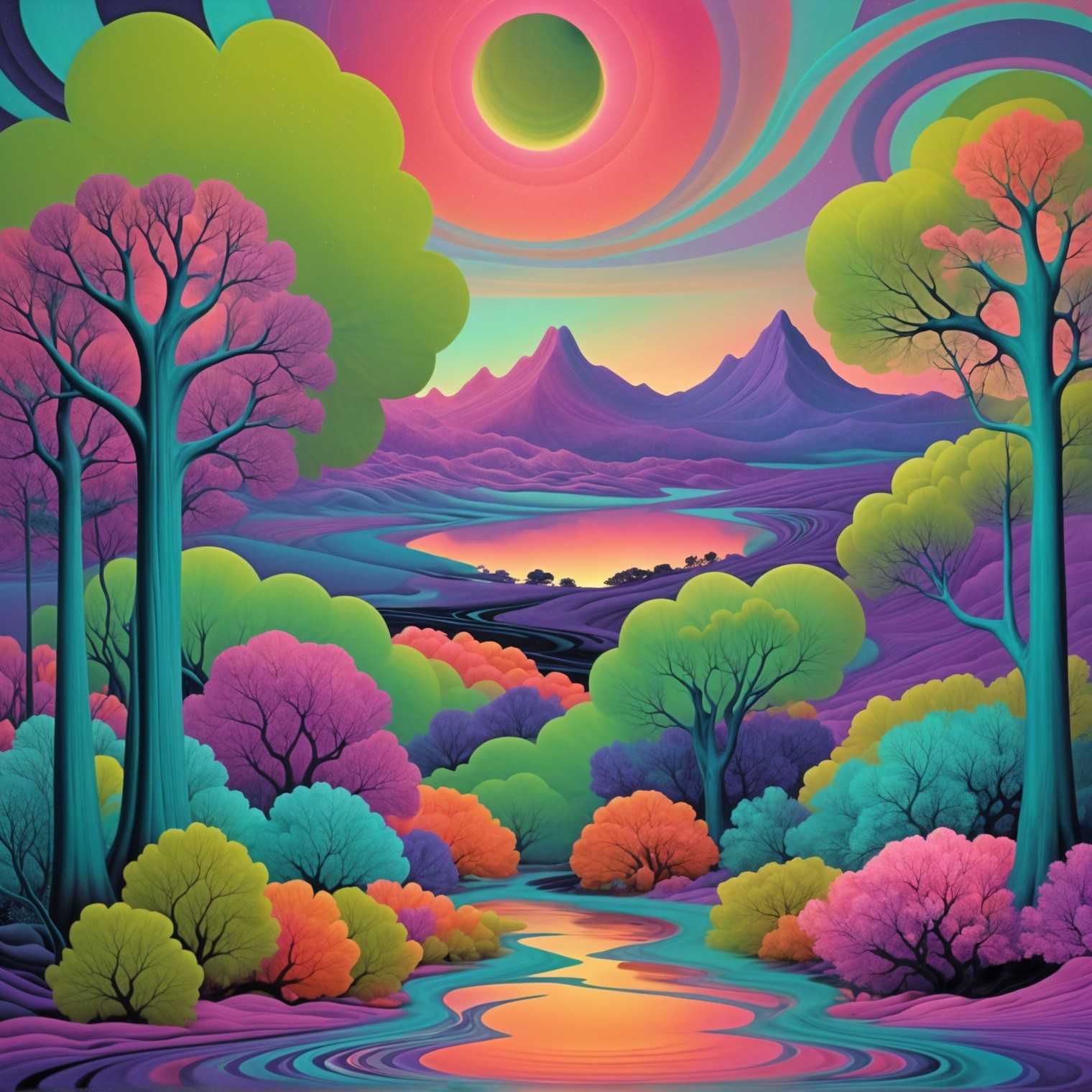 Whimsical Dreamscape of Colorful Nature