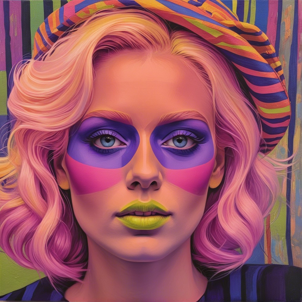 Portrait of a Woman with Bold Colorful Makeup