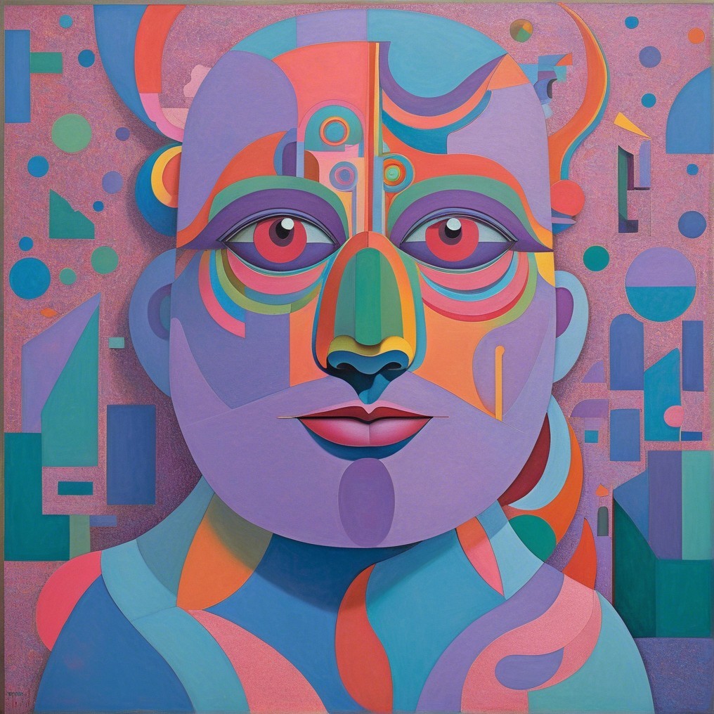 Vibrant Abstract Portrait with Bold Colors and Shapes