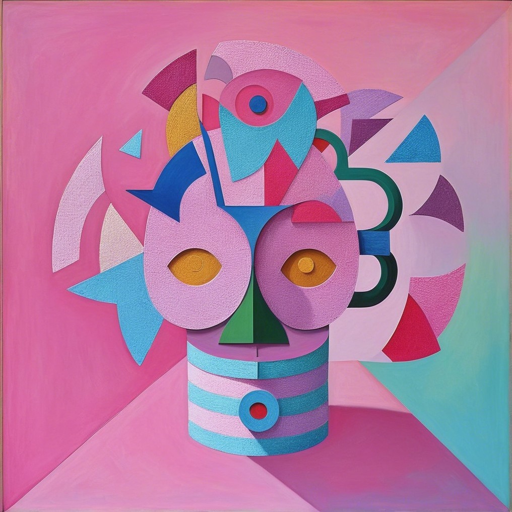 Abstract Geometric Face in Vibrant Colors and Shapes