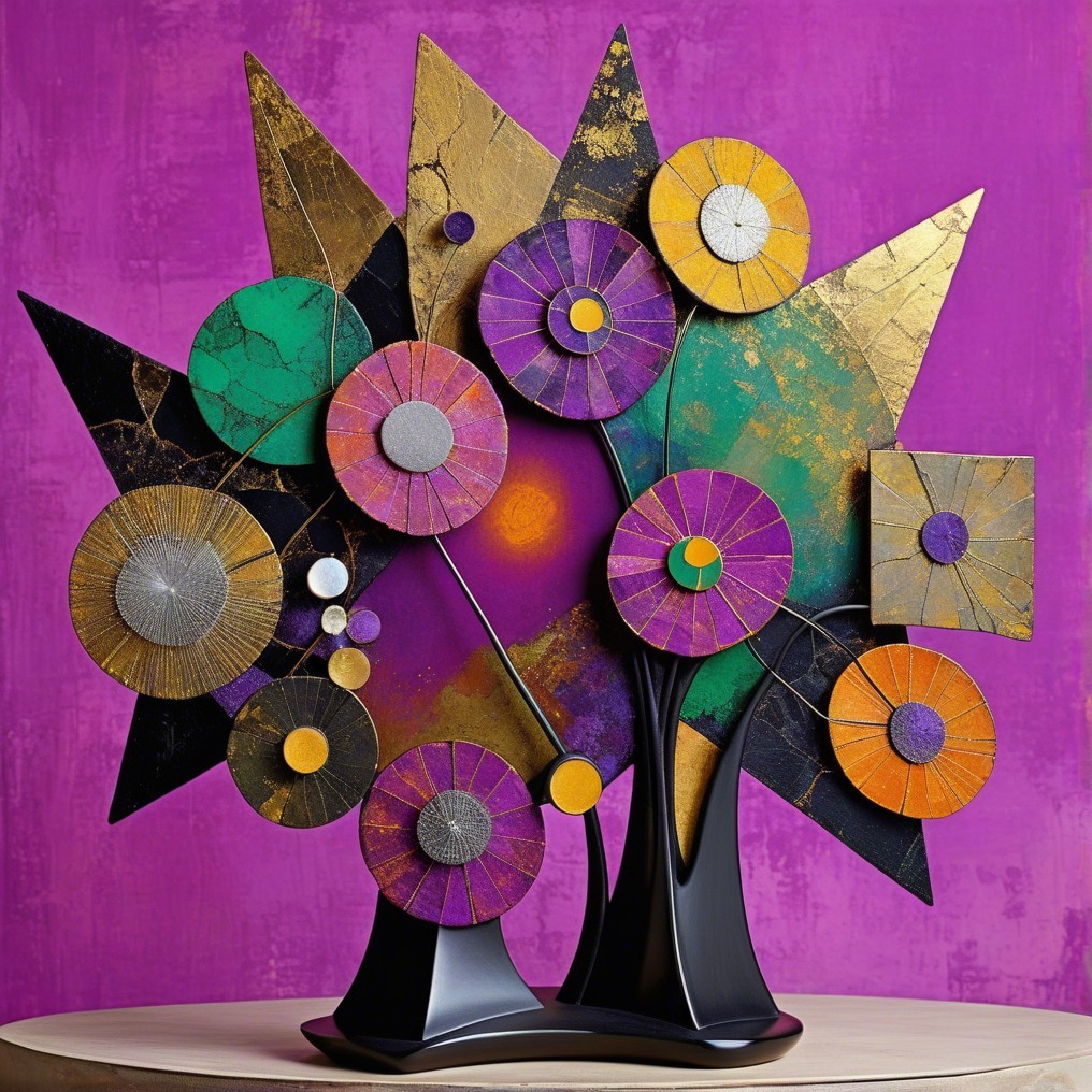 Abstract Sculpture with Colorful Geometric Shapes